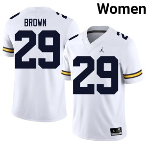 University of Michigan College Football Womens White #29 University Jonathan Brown Jerseys 460166-875