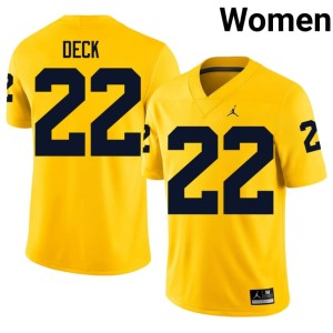 U of M Jordan Deck Women #22 Maize Embroidery College Football Jersey 312714-263