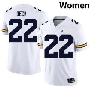 U-M College Football Women #22 Embroidery White Jordan Deck Jersey 856372-119