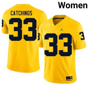 U-M Maize #33 High School Kaden Catchings College Football Women Jersey 456340-794