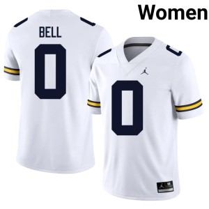 U of M White Kendrick Bell Women #0 Replica College Football Jerseys 420662-770