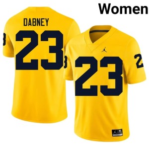U of M Markel Dabney #23 Women Maize College Football Replica Jerseys 307999-719