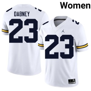 Michigan Wolverines College Football #23 Markel Dabney White Women's Official Jersey 576423-137