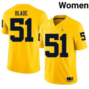 Michigan Maize #51 Official Womens College Football McHale Blade Jersey 599339-209