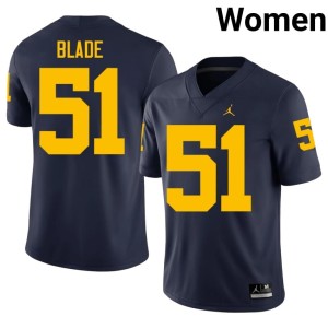 Michigan #51 Navy College Football McHale Blade University Womens Jersey 314601-155