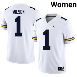University of Michigan White Roman Wilson #1 Women's College Football High School Jerseys 212894-928