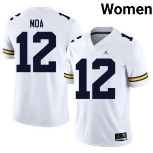 University of Michigan Wolverines University Salesi Moa White Womens College Football #12 Jerseys 133519-127