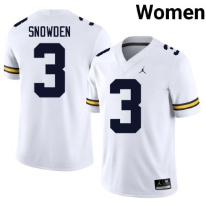 UMich Smith Snowden White College Football Women 2026-27 #3 Jerseys 250404-470