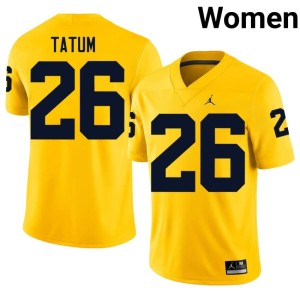 UMich Women's High School College Football Taylor Tatum #26 Maize Jersey 683599-518