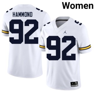 UMich Ted Hammond Women College Football University White #92 Jersey 468683-747