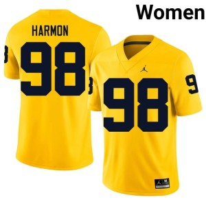 University of Michigan Wolverines Women College Football Replica #98 Maize Tom Harmon Jersey 672725-806