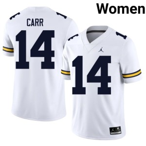 University of Michigan #14 Official Tommy Carr Women College Football White Jerseys 328696-404