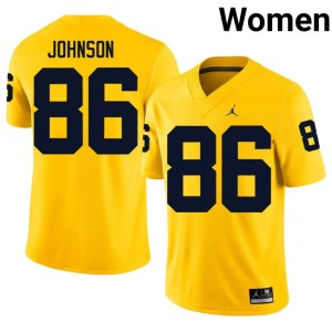 Wolverines College Football Womens Player Maize Travis Johnson #86 Jersey 108821-279