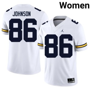 U-M Limited Travis Johnson College Football White Women #86 Jersey 585355-679