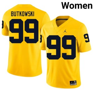 U of M #99 College Football Women's Trey Butkowski Maize 2026-27 Jerseys 977164-537