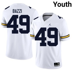 Michigan Youth Adam Bazzi Replica White College Football #49 Jerseys 635002-719