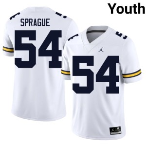 U-M Andrew Sprague #54 University White Youth College Football Jerseys 219509-349