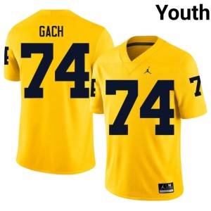 Wolverines Avery Gach Maize Official College Football #74 Youth Jerseys 616168-452