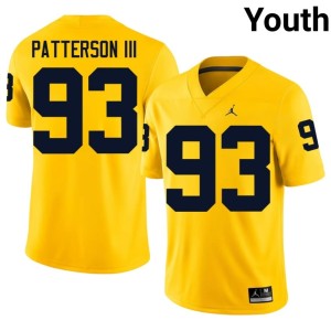 University of Michigan Wolverines Maize High School Benny Patterson III Youth College Football #93 Jersey 968866-999