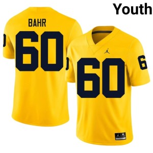 Wolverines College Football Brooks Bahr Maize #60 Youth Game Jersey 690003-309