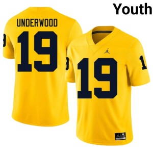 Wolverines Bryce Underwood Youth Embroidery #19 College Football Maize Jersey 323747-152