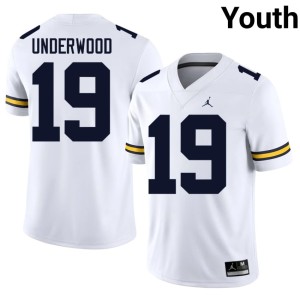 Michigan #19 White Youth Player Bryce Underwood College Football Jersey 777222-966