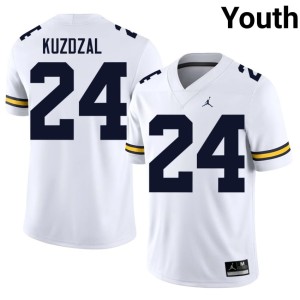 U-M College Football #24 Limited Bryson Kuzdzal White Youth Jerseys 913218-282