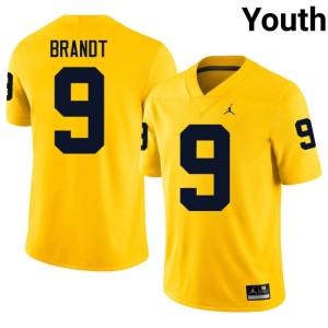UMich Youth Replica Cameron Brandt Maize #9 College Football Jerseys 632861-243