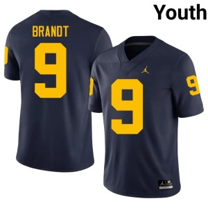 Michigan Navy Cameron Brandt Stitched Youth College Football #9 Jersey 764873-269