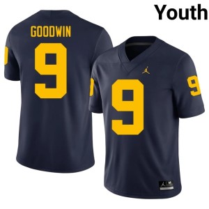 UMich #9 Channing Goodwin College Football Navy Youth Player Jersey 141517-222