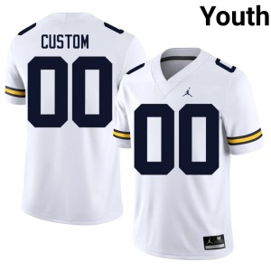 University of Michigan College Football White #00 Youth Custom NCAA Jersey 892260-428
