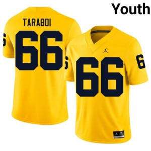 U of M Youth Dan Taraboi Embroidery #66 Maize College Football Jersey 985282-783