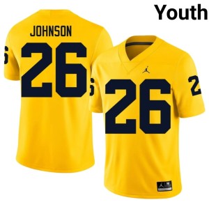 MICH College Football Replica Youth Maize Donovan Johnson #26 Jersey 325554-423