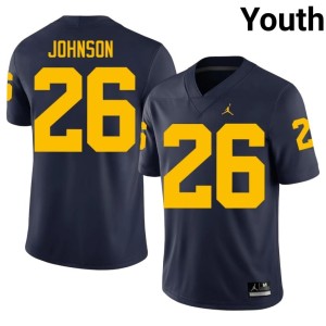University of Michigan Wolverines NCAA Navy Youth #26 College Football Donovan Johnson Jerseys 854719-469