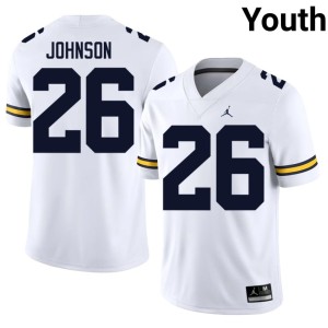 U of M Donovan Johnson College Football #26 Youth NCAA White Jerseys 962675-481