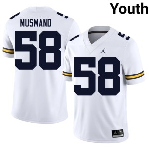 U of M White College Football Youth 2026 #58 Eli Musmand Jerseys 676062-973