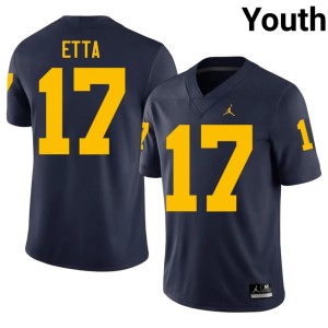 Michigan NCAA College Football #17 Enow Etta Navy Youth Jerseys 831483-674