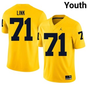 Michigan Wolverines #71 College Football Embroidery Maize Youth Evan Link Jerseys 745647-313