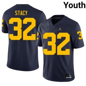 Wolverines #32 Replica College Football Navy Youth Gary Stacy Jerseys 385392-897