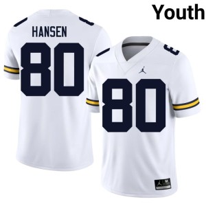 UMich White Hogan Hansen #80 Youth College Football Player Jersey 283598-190