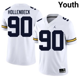 U-M Replica #90 Youth College Football White Hudson Hollenbeck Jerseys 188566-395