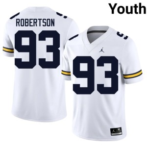 University of Michigan Youth Hunter Robertson White Embroidery College Football #93 Jerseys 457652-800