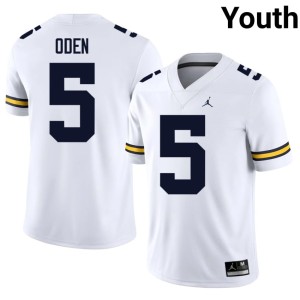 MICH NCAA #5 Youth College Football White Jacob Oden Jerseys 416472-942