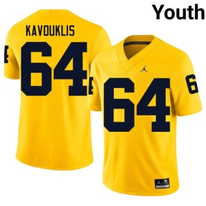 Wolverines College Football Youth James Kavouklis Maize #64 Player Jerseys 901909-826