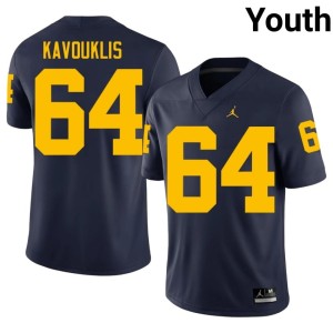 U of M College Football Youth Official James Kavouklis Navy #64 Jerseys 921685-482