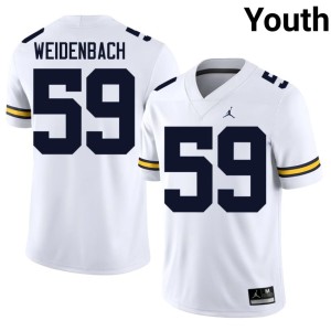 MICH Embroidery White John Weidenbach Youth College Football #59 Jersey 430349-307