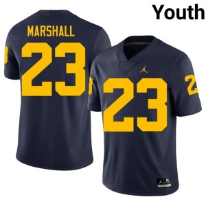 U of M NCAA #23 Jordan Marshall Navy College Football Youth Jerseys 354306-818