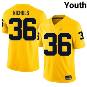 Michigan College Football Maize Youth #36 Replica Joshua Nichols Jerseys 309817-700
