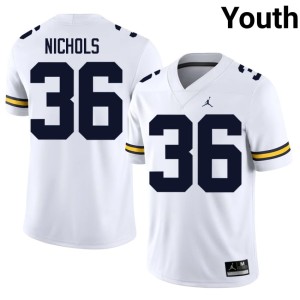 Michigan College Football #36 Joshua Nichols Youth Player White Jerseys 467354-666