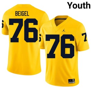 University of Michigan Official Youth College Football #76 Maize Manuel Beigel Jersey 587912-242